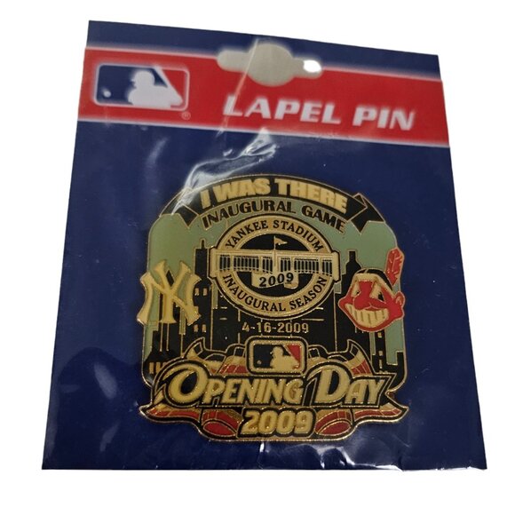 Yankee Stadium 2009 Inaugural Season Opening Day Pin, NY Cleveland Indians, L91 - Picture 3 of 6